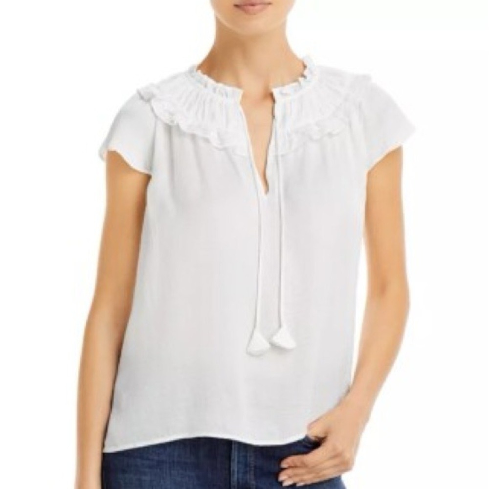 Aqua Front Tie Tassel Blouse